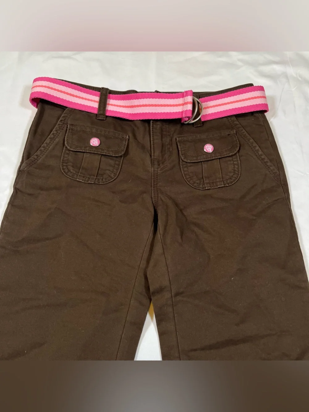 Vintage Y2K‎ Old Navy Girls Capri Waist Belt Brown Pants Size 10 Kidcore